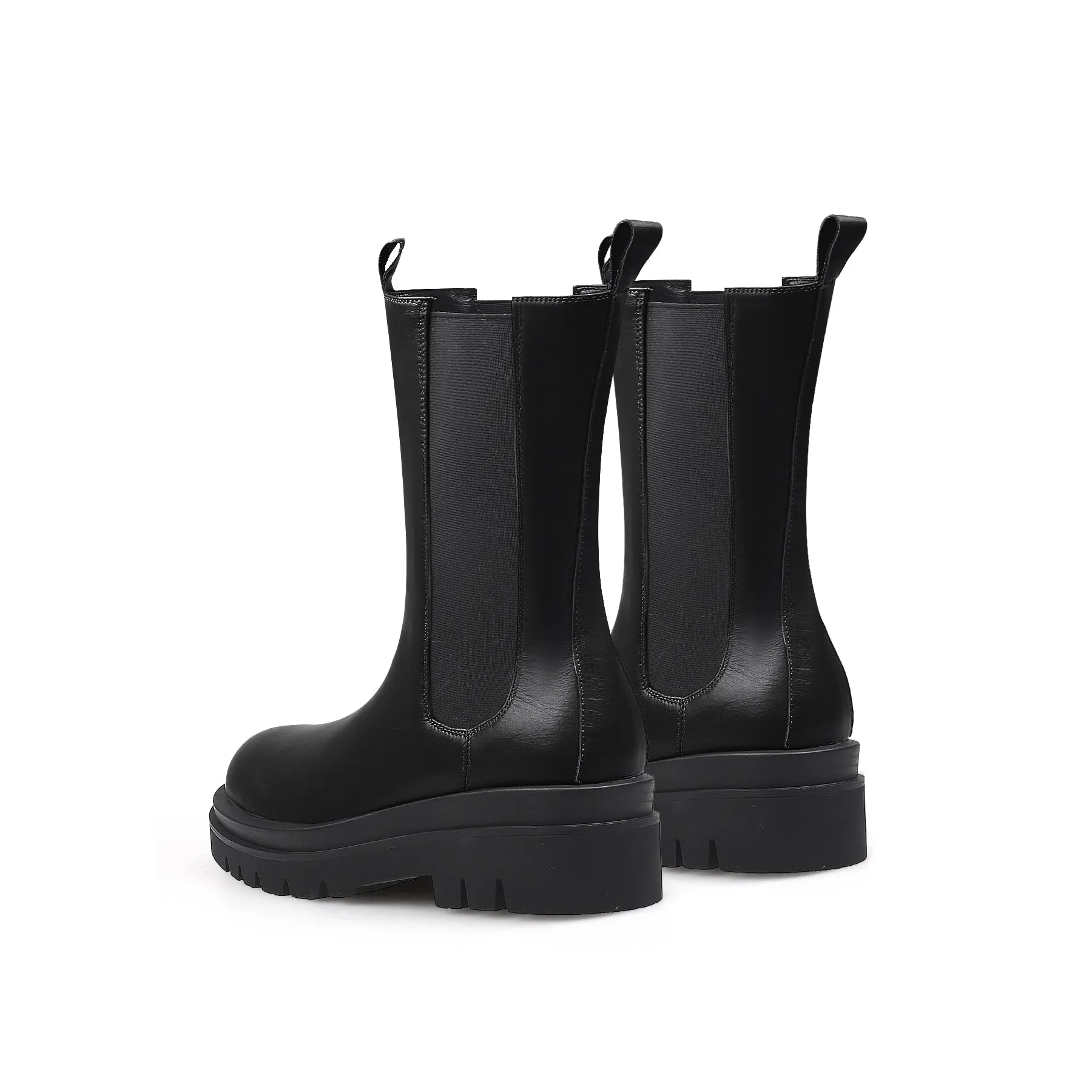 Mid Length Leather Chelsea Boot - Black