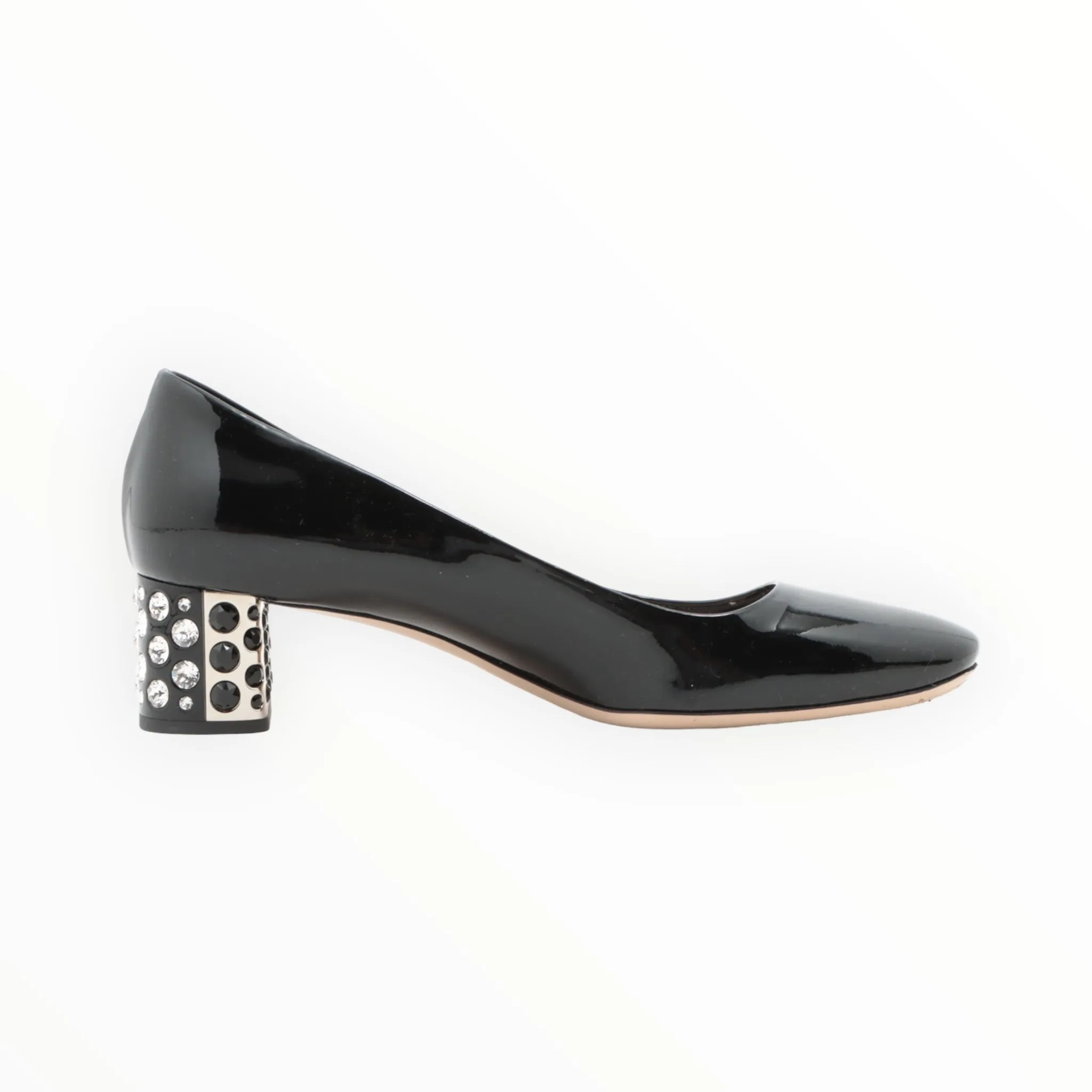 Miu Miu Diamonte Two Tone Heel Shoes - Black - Size 38