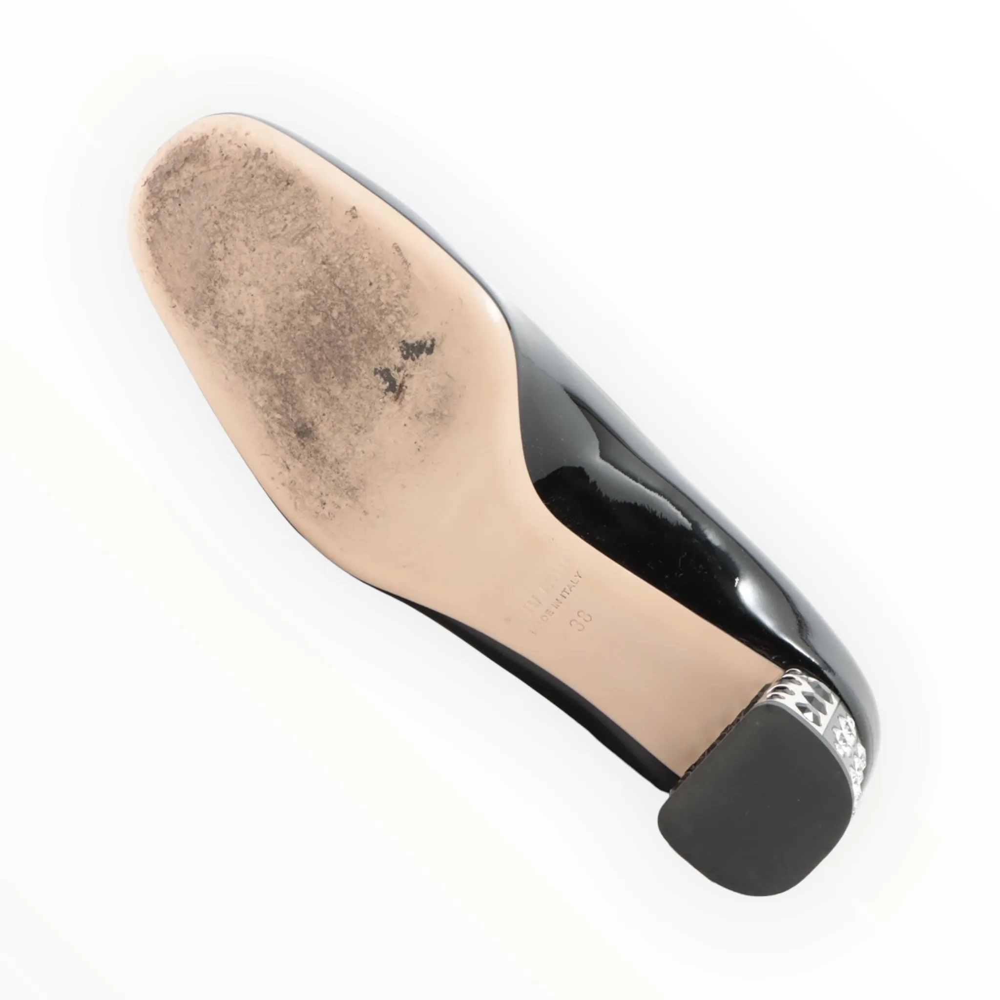 Miu Miu Diamonte Two Tone Heel Shoes - Black - Size 38
