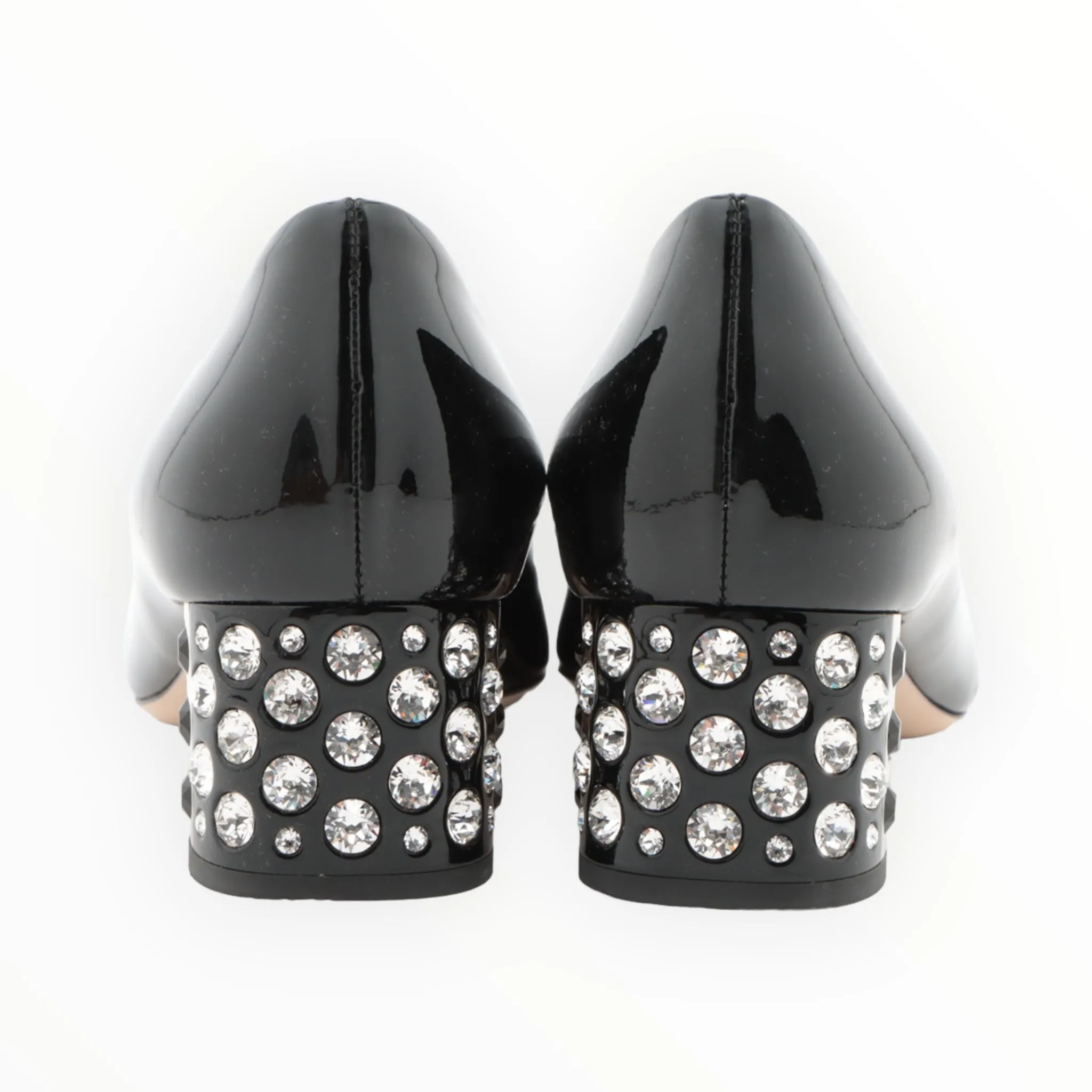 Miu Miu Diamonte Two Tone Heel Shoes - Black - Size 38
