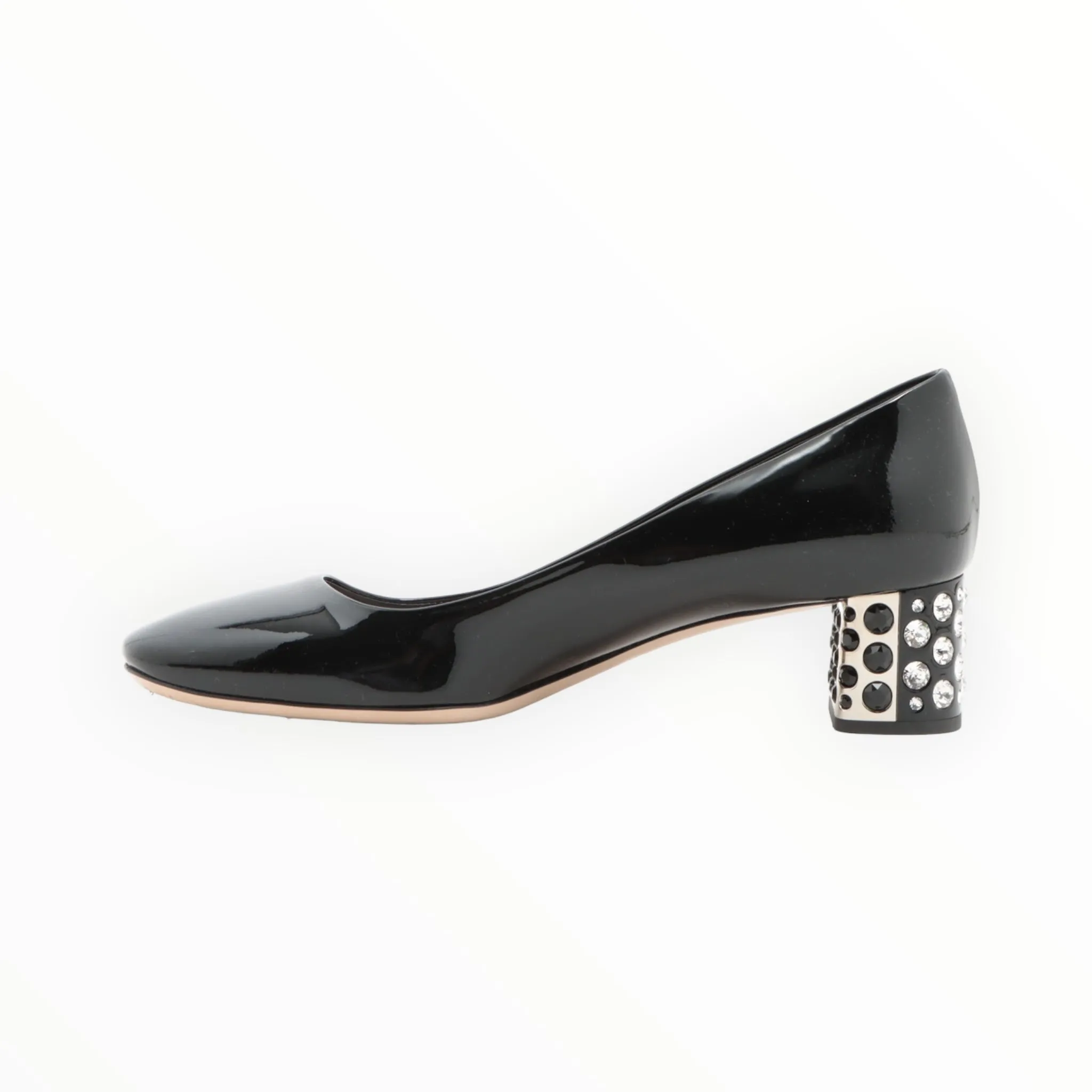 Miu Miu Diamonte Two Tone Heel Shoes - Black - Size 38