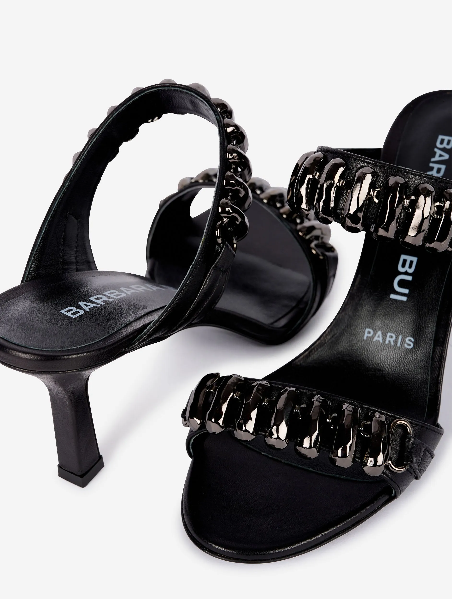 Mule in black leather