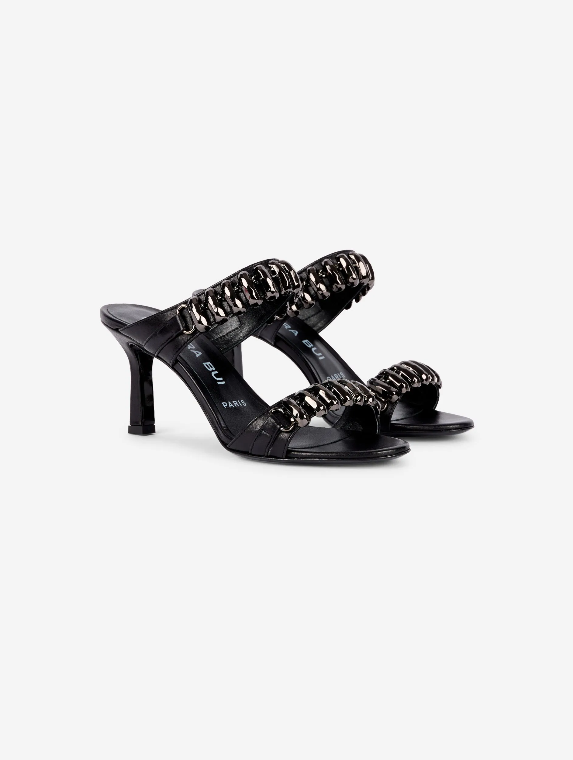 Mule in black leather