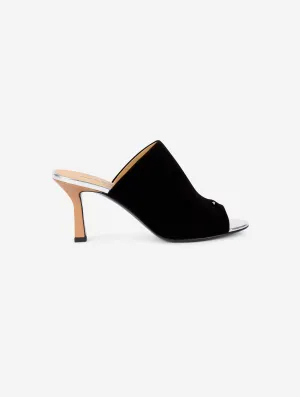 Mules in black suede