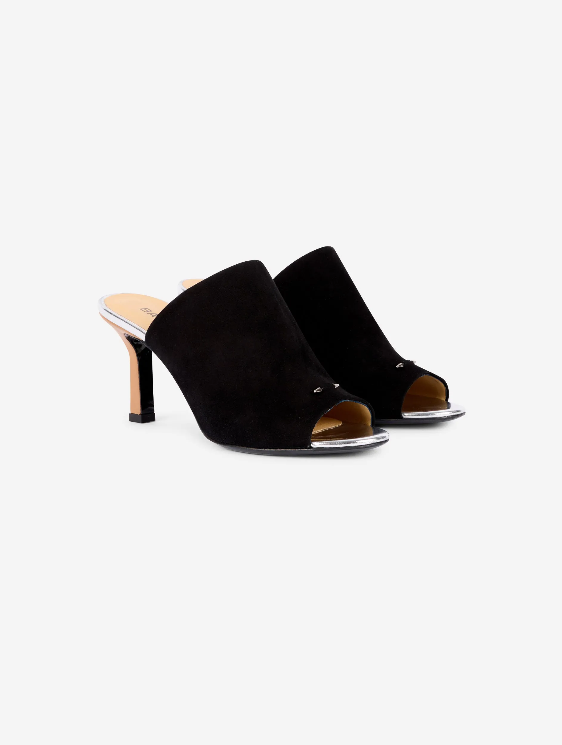 Mules in black suede