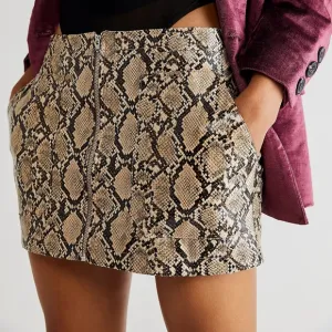NEW Free People Light Snake Combo Maya Vegan Printed Mod Mini Skirt 6