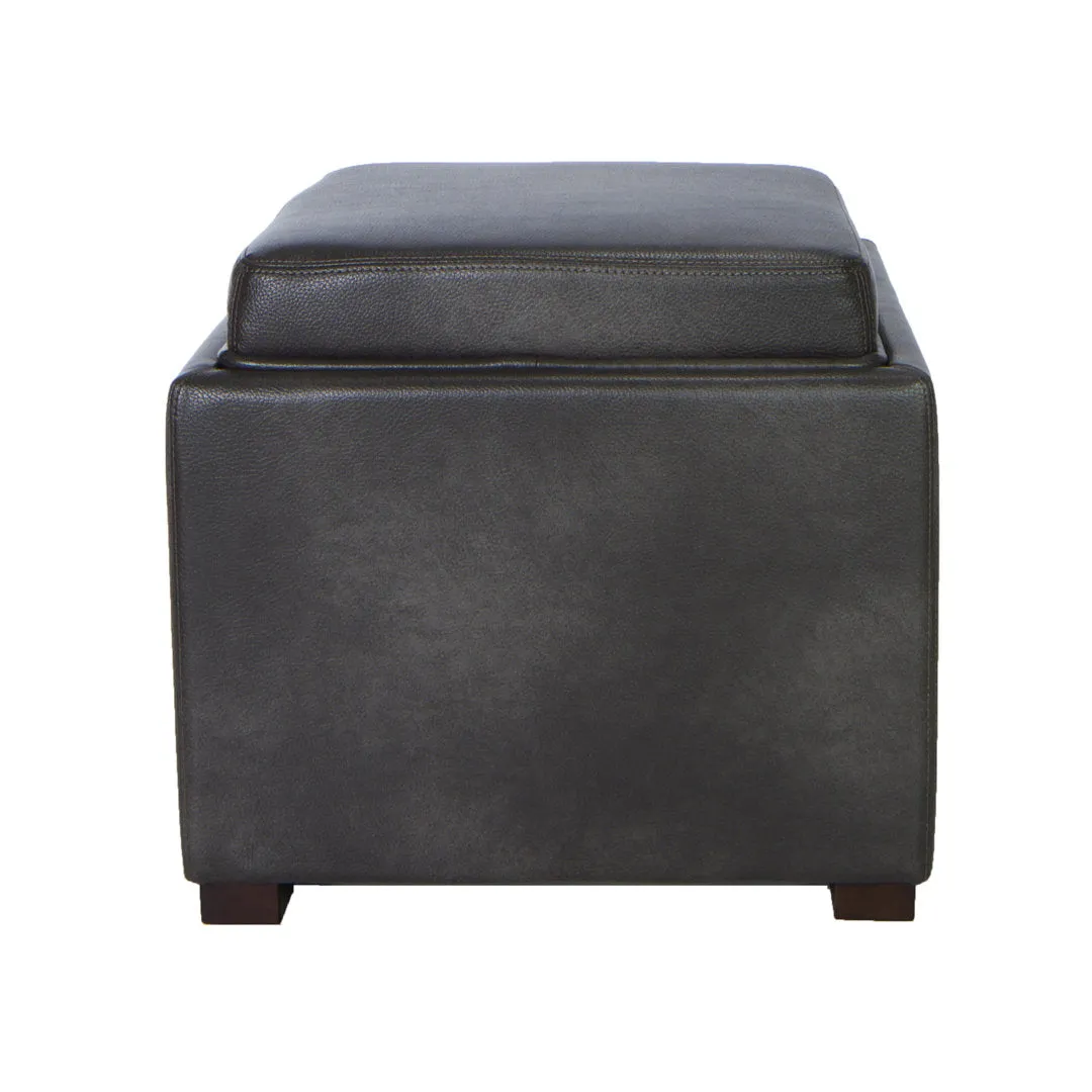Newfield 17.5'' Wide Faux Leather Square Ottoman with Storage Alcott Hill® Upholstery: Gray Faux Leather
