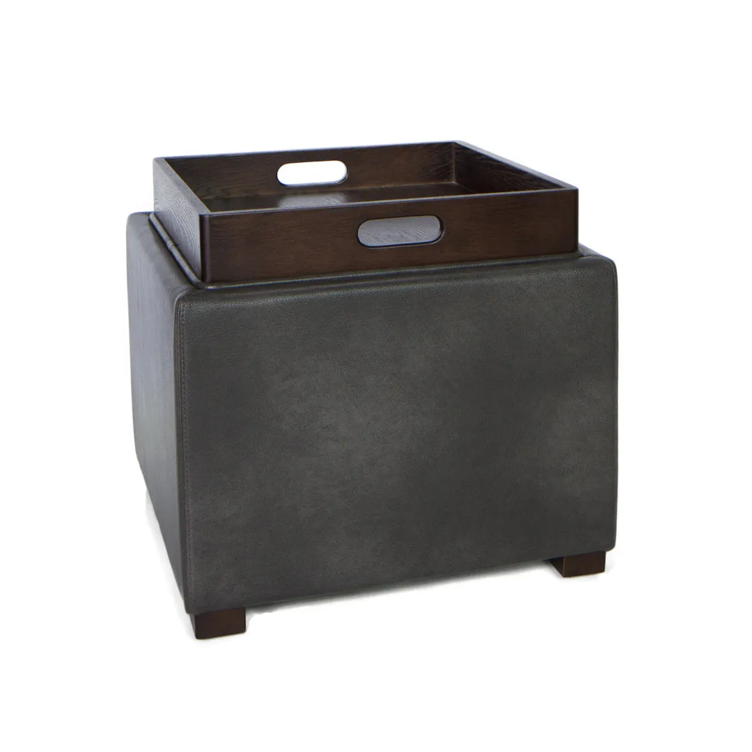 Newfield 17.5'' Wide Faux Leather Square Ottoman with Storage Alcott Hill® Upholstery: Gray Faux Leather