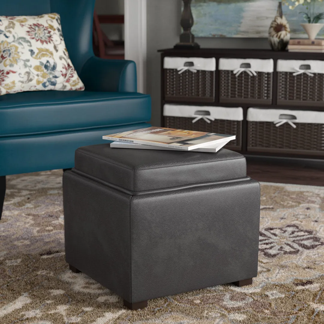 Newfield 17.5'' Wide Faux Leather Square Ottoman with Storage Alcott Hill® Upholstery: Gray Faux Leather