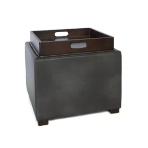 Newfield 17.5'' Wide Faux Leather Square Ottoman with Storage Alcott Hill® Upholstery: Gray Faux Leather
