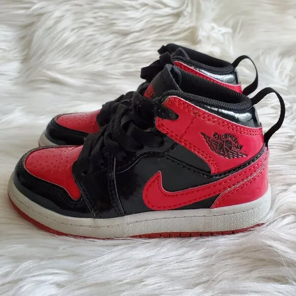 Nike Air Jordan Black/Red Kid's 1 Retro High OG ‘Patent Bred’ SZ 9C