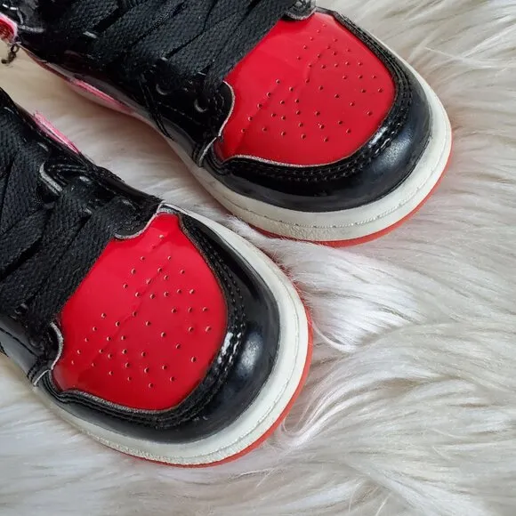 Nike Air Jordan Black/Red Kid's 1 Retro High OG ‘Patent Bred’ SZ 9C