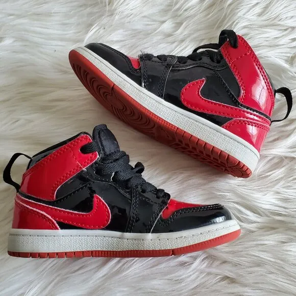 Nike Air Jordan Black/Red Kid's 1 Retro High OG ‘Patent Bred’ SZ 9C