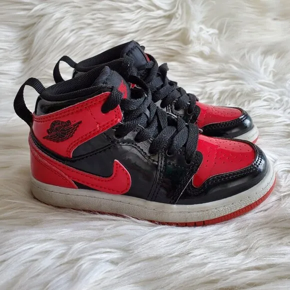 Nike Air Jordan Black/Red Kid's 1 Retro High OG ‘Patent Bred’ SZ 9C