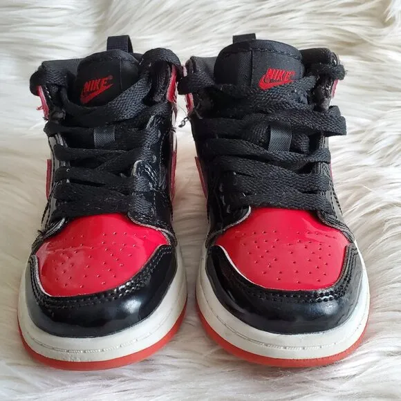 Nike Air Jordan Black/Red Kid's 1 Retro High OG ‘Patent Bred’ SZ 9C