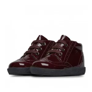 NWT FALCOTTO CUPIDO Boys Patent leather lace-ups in Burgundy