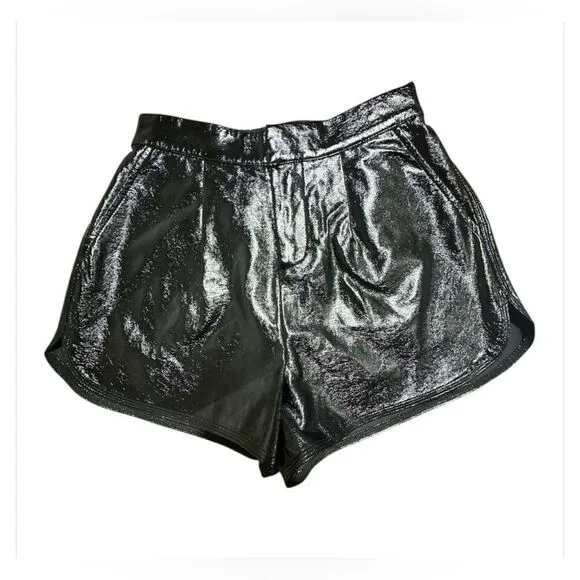 NWT Grey Lab Los Angeles Size XS Shiny Faux Leather Black Shorts Biker Goth Punk
