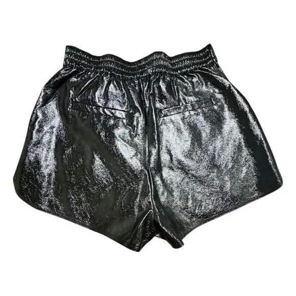 NWT Grey Lab Los Angeles Size XS Shiny Faux Leather Black Shorts Biker Goth Punk
