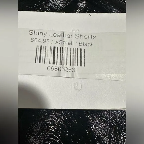 NWT Grey Lab Los Angeles Size XS Shiny Faux Leather Black Shorts Biker Goth Punk