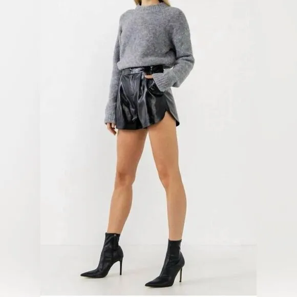 NWT Grey Lab Los Angeles Size XS Shiny Faux Leather Black Shorts Biker Goth Punk