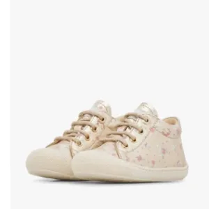NWT NATURINO COCOON Laminated Leather Flower Print first-steps shoes in Platinum