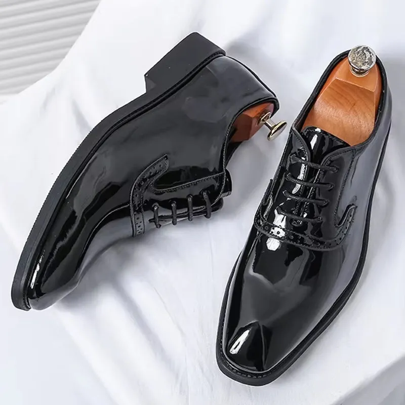 Patent Leather Men's Shoes Pointed Oxford