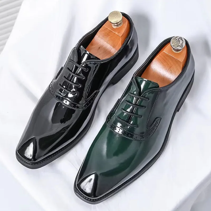 Patent Leather Men's Shoes Pointed Oxford