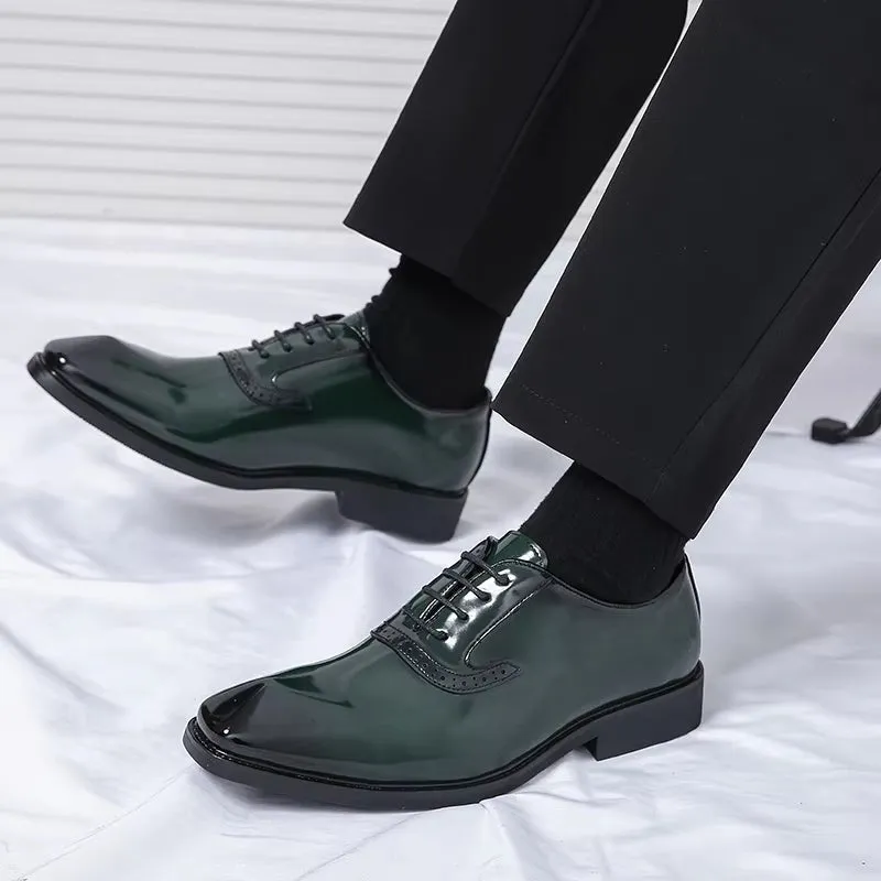 Patent Leather Men's Shoes Pointed Oxford