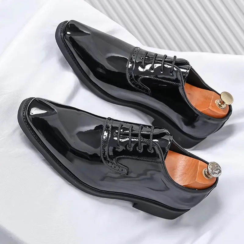Patent Leather Men's Shoes Pointed Oxford