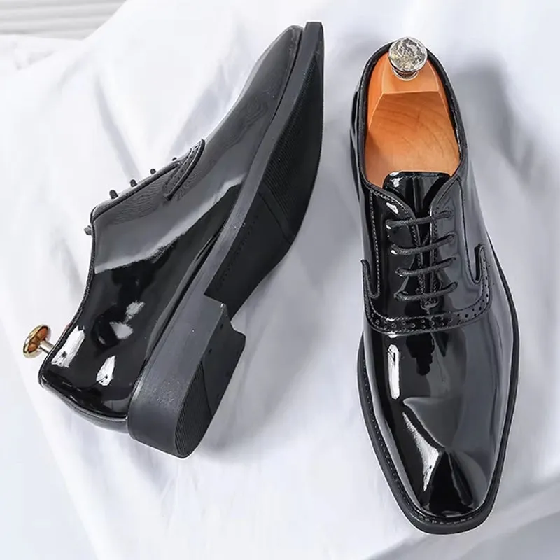 Patent Leather Men's Shoes Pointed Oxford