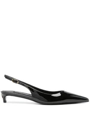 Patent leather slingback pumps