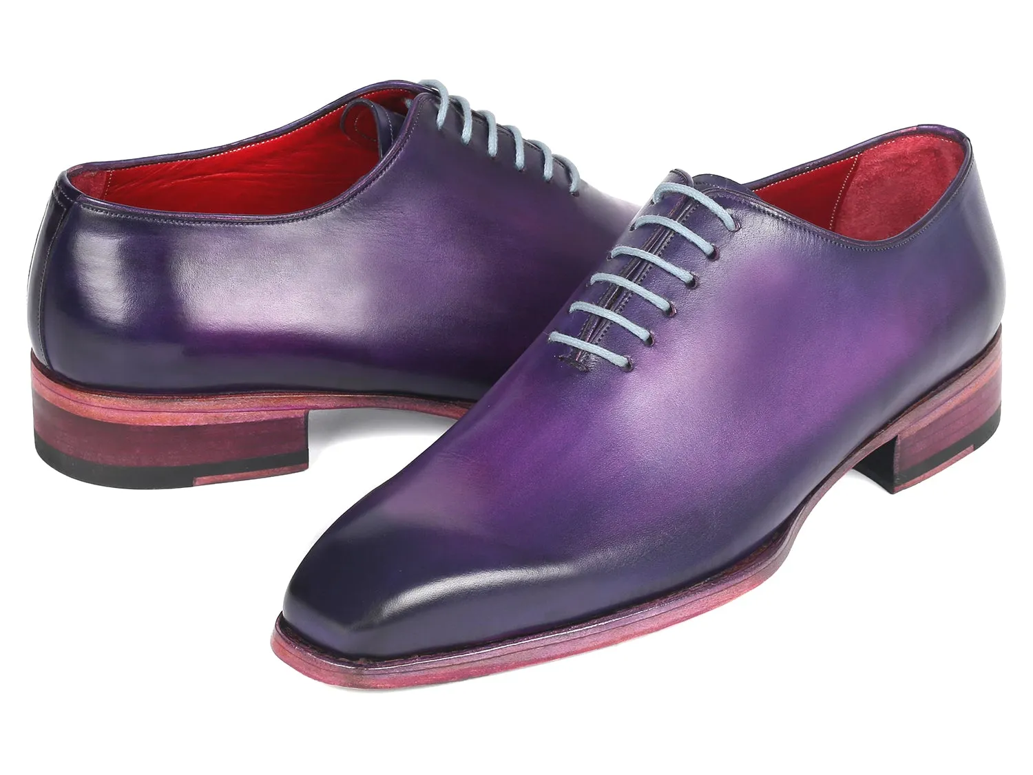 Paul Parkman Men's Hand-Painted Goodyear Welted Wholecut Oxfords in Purple