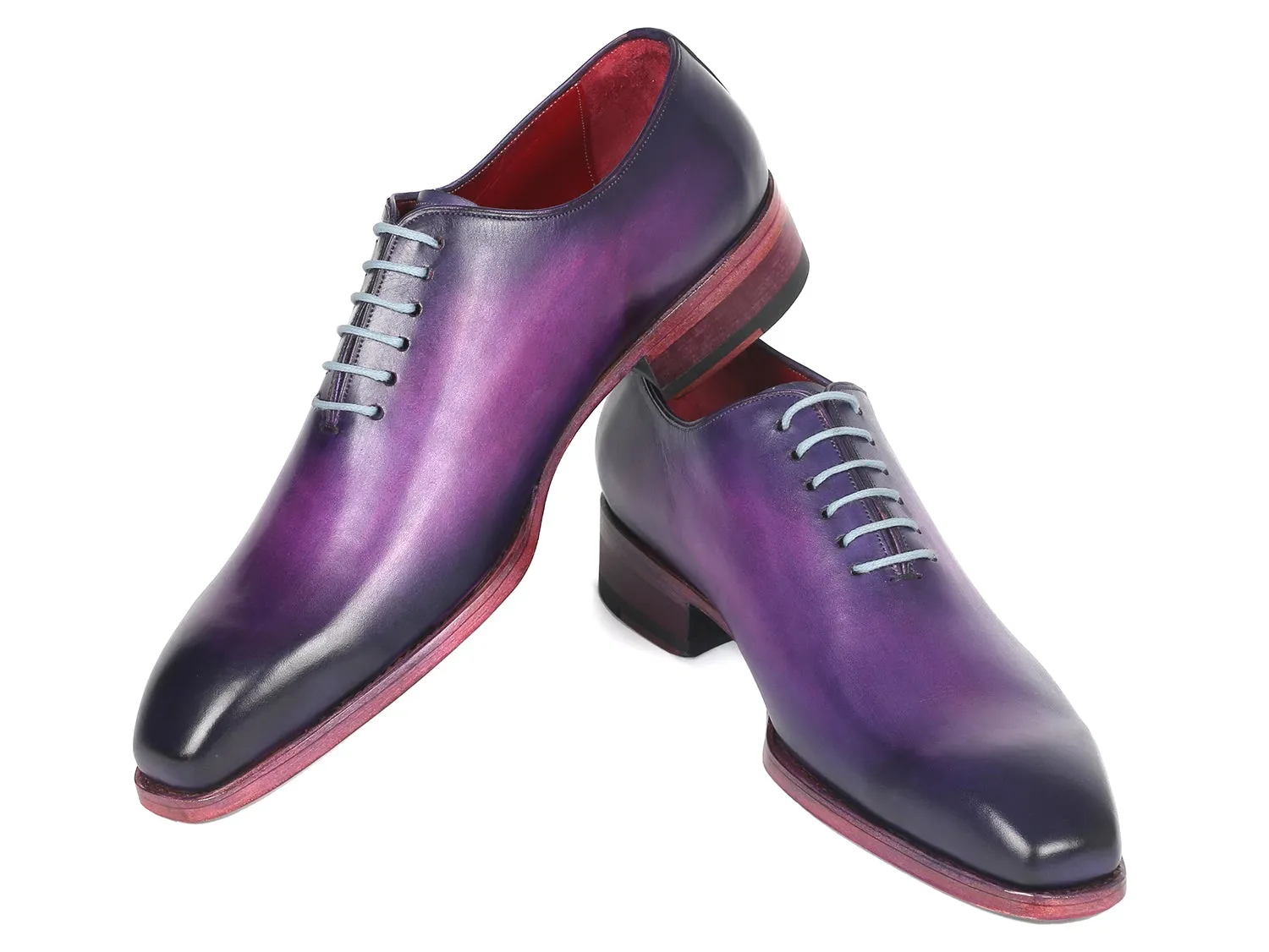 Paul Parkman Men's Hand-Painted Goodyear Welted Wholecut Oxfords in Purple
