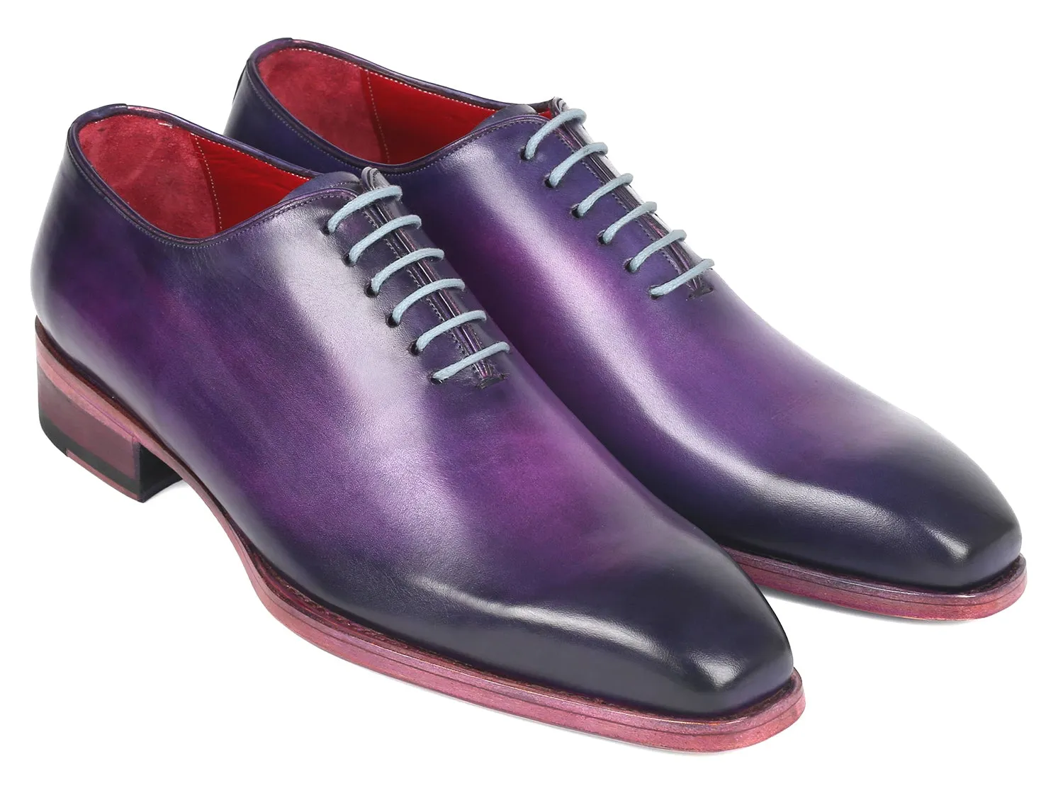 Paul Parkman Men's Hand-Painted Goodyear Welted Wholecut Oxfords in Purple