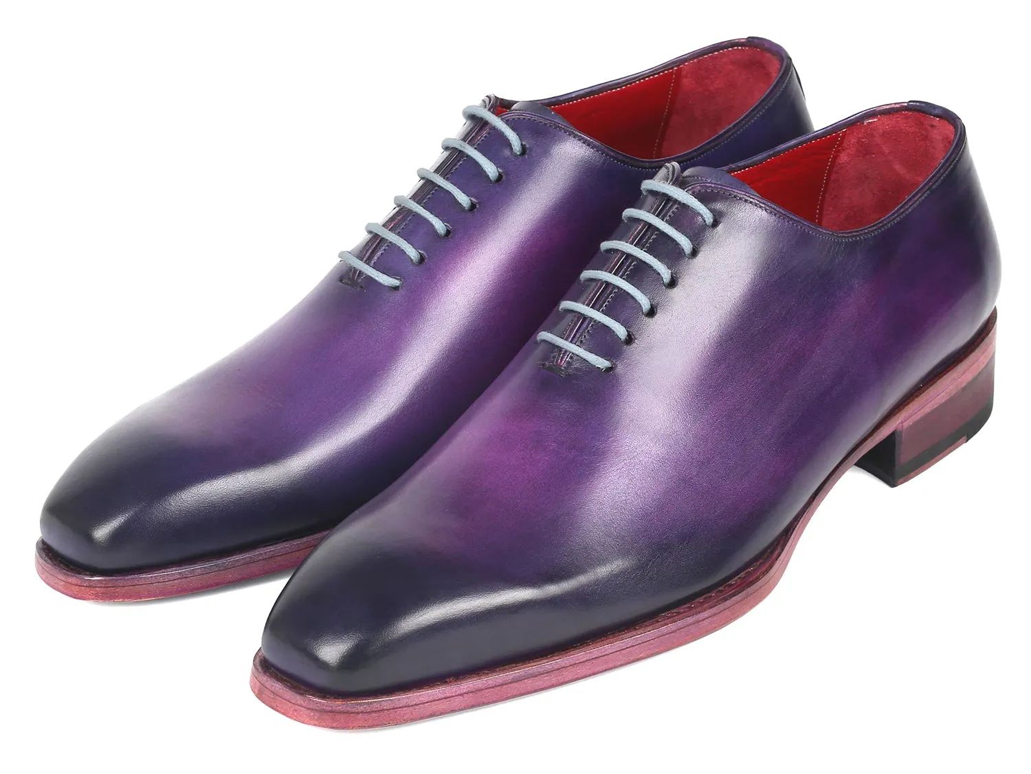 Paul Parkman Men's Hand-Painted Goodyear Welted Wholecut Oxfords in Purple