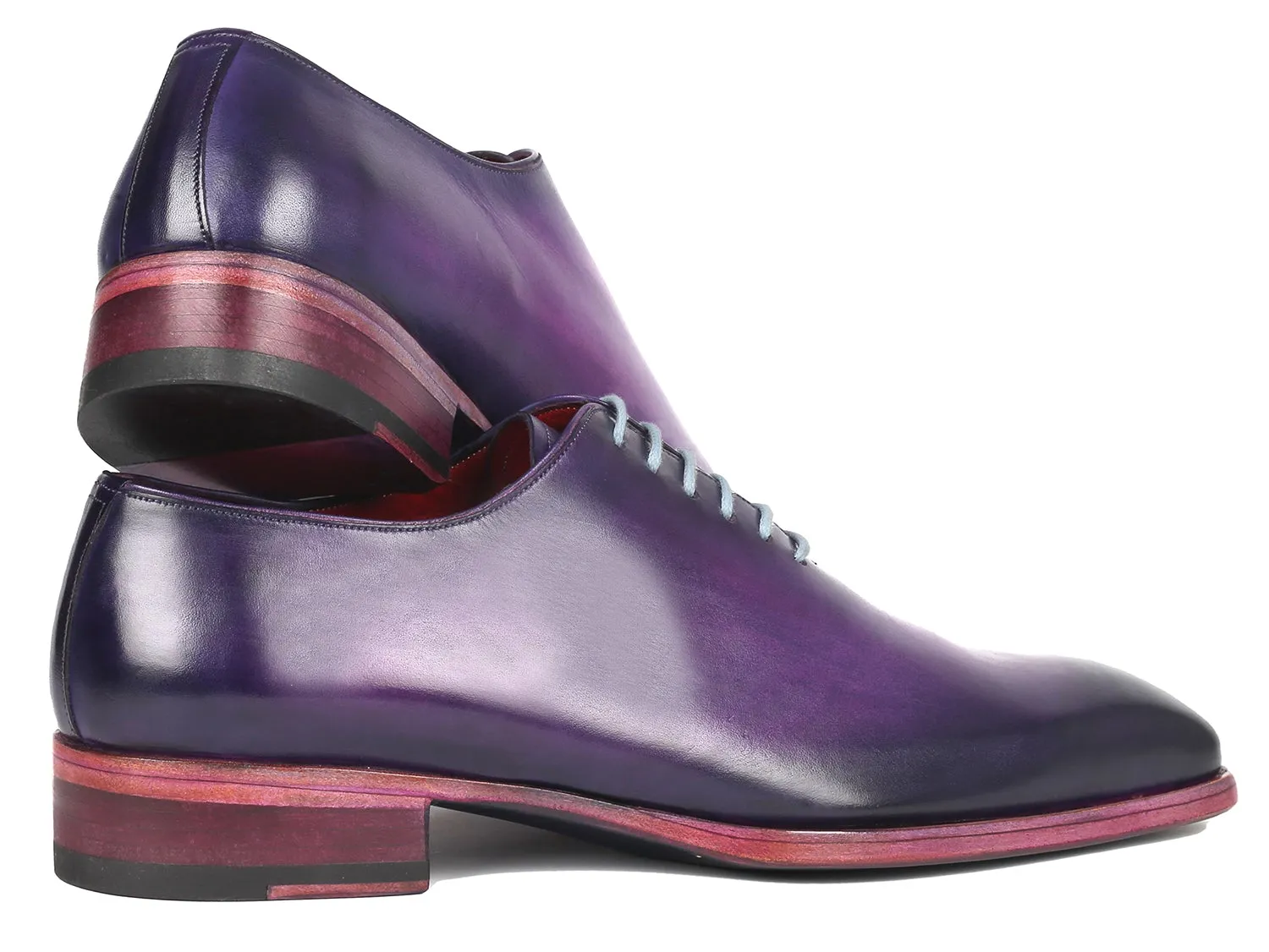 Paul Parkman Men's Hand-Painted Goodyear Welted Wholecut Oxfords in Purple
