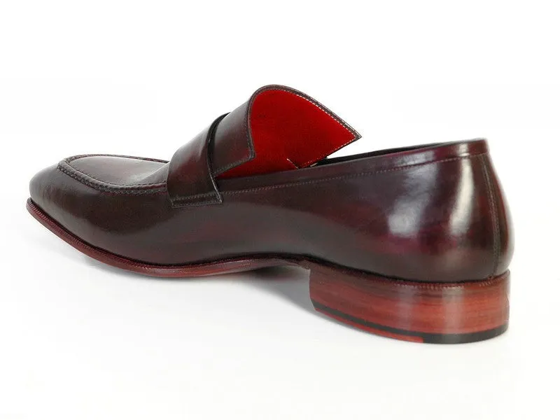 Paul Parkman Men's Hand-Painted Leather Loafers in Purple & Black