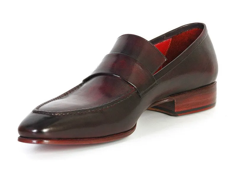 Paul Parkman Men's Hand-Painted Leather Loafers in Purple & Black