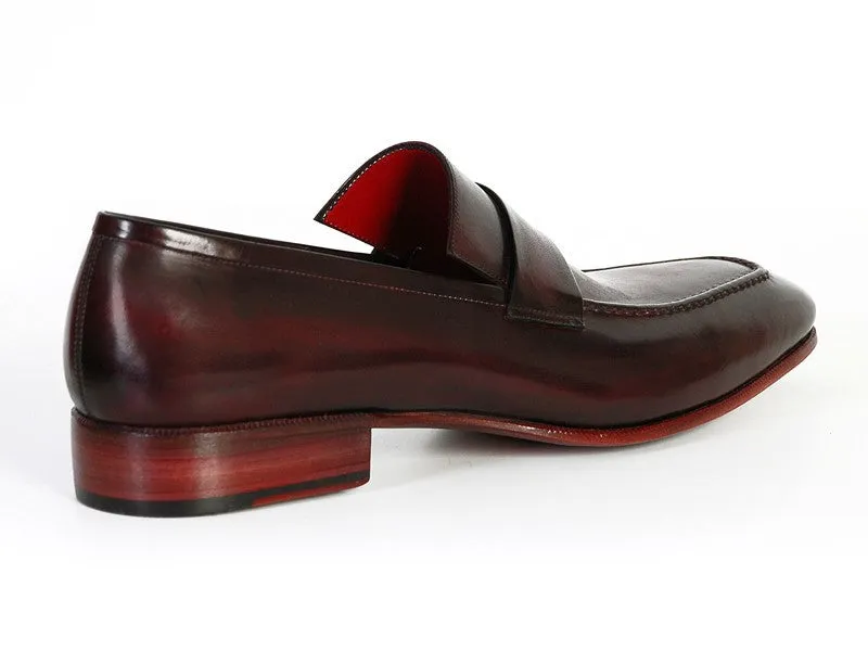 Paul Parkman Men's Hand-Painted Leather Loafers in Purple & Black