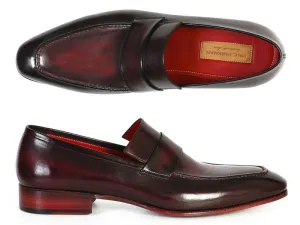 Paul Parkman Men's Hand-Painted Leather Loafers in Purple & Black