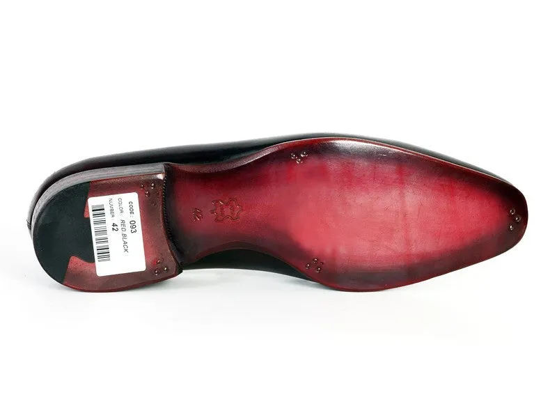Paul Parkman Men's Hand-Painted Leather Loafers in Purple & Black