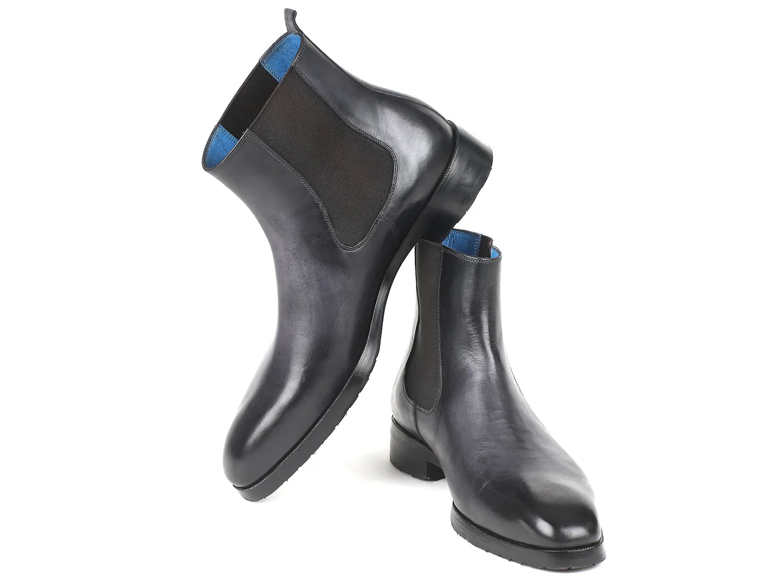 Paul Parkman Men's Leather Chelsea Boots in Black & Gray