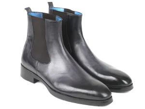 Paul Parkman Men's Leather Chelsea Boots in Black & Gray