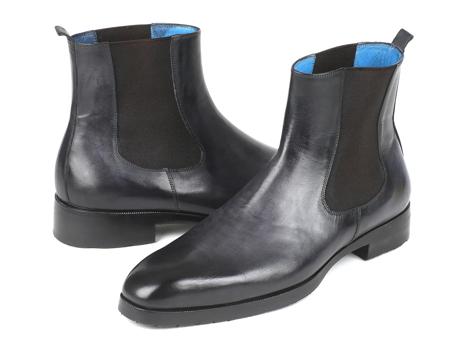 Paul Parkman Men's Leather Chelsea Boots in Black & Gray