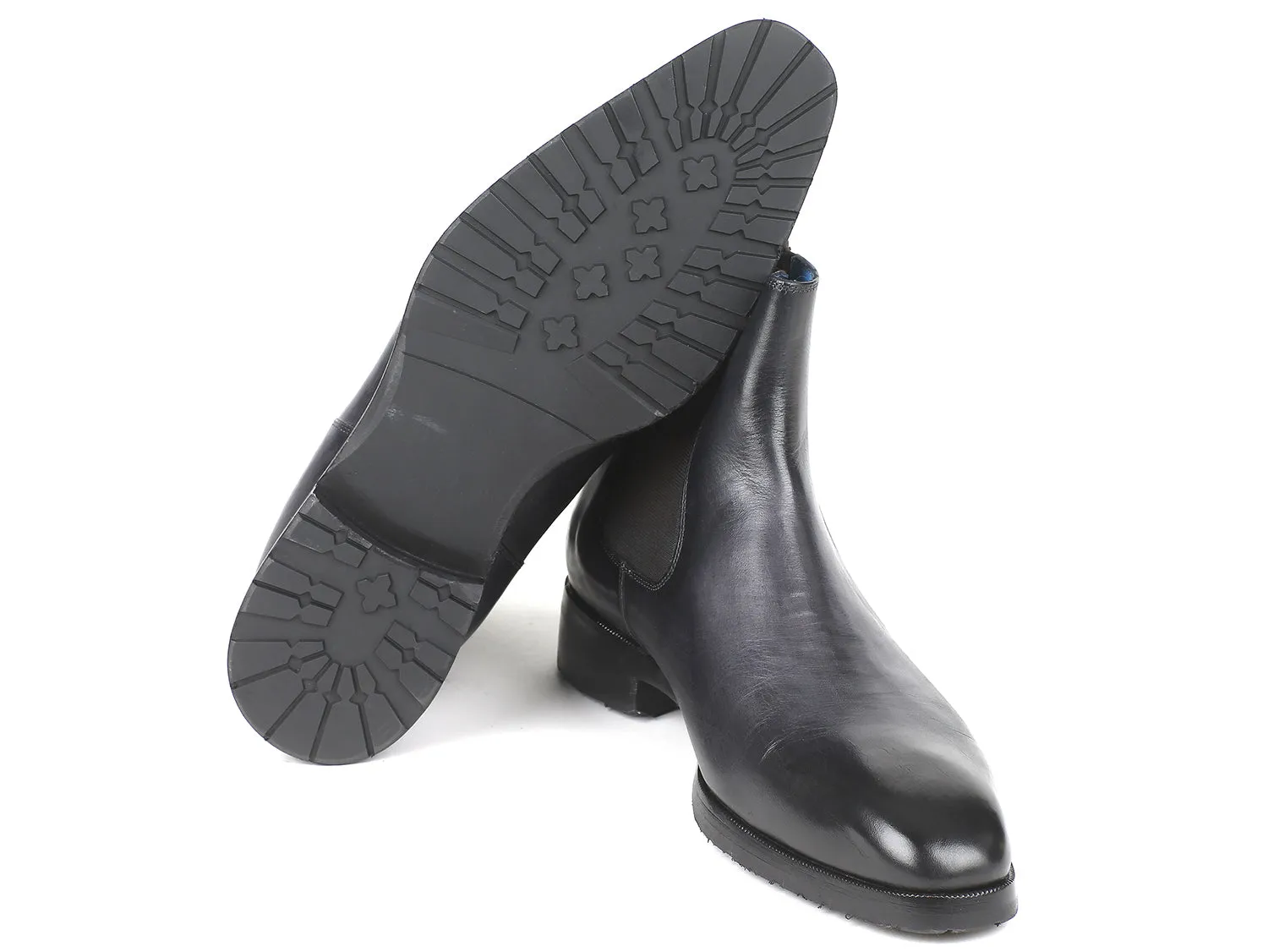 Paul Parkman Men's Leather Chelsea Boots in Black & Gray