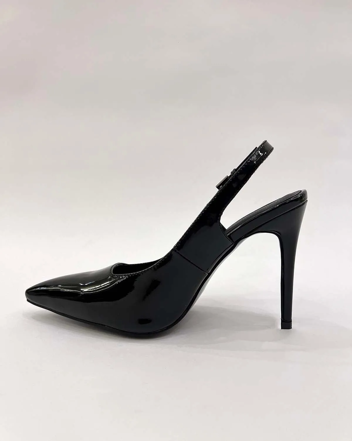 Pointed toe patent leather slingback women pumps shoes