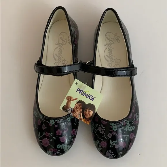 Primigi Patent Leather Floral Mary Janes