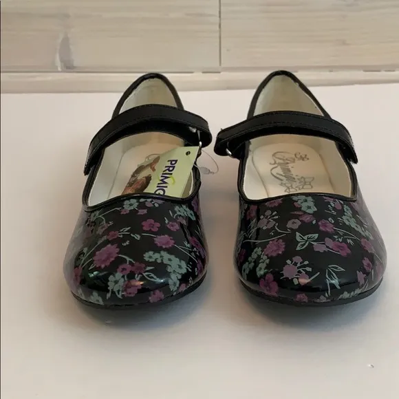 Primigi Patent Leather Floral Mary Janes