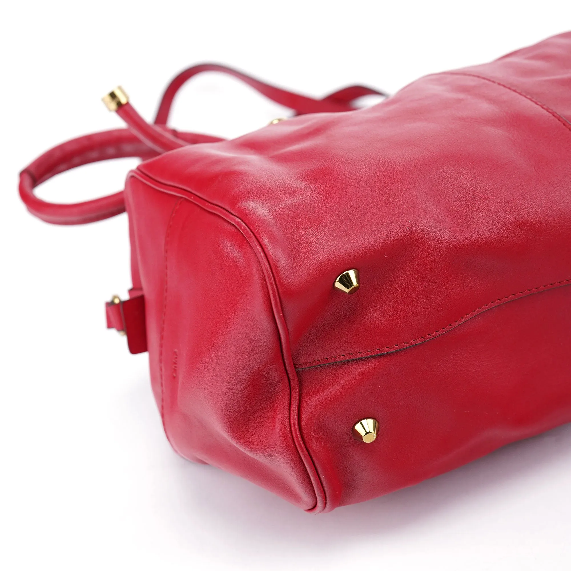 Red Calfskin Knot 2-Way Tote Bag