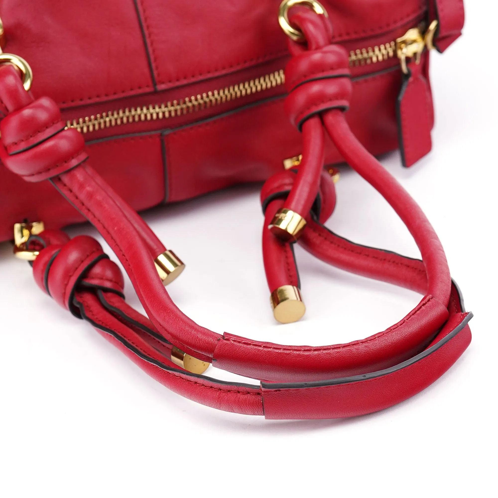 Red Calfskin Knot 2-Way Tote Bag